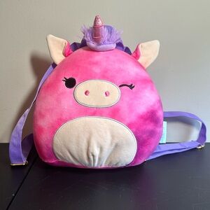 Squishmallows Lola Unicorn 12" Plush Backback Zipper Bag with Straps